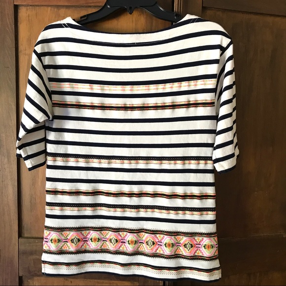 J. Crew Stitchwork Striped Top Embroidered XS - Picture 6 of 6